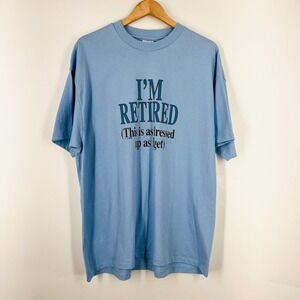 Hanes Heavyweight 50/50 Vintage Im Retired Graphic T-Shirt Single Stitch Size XL